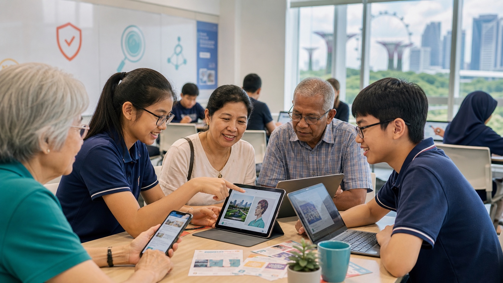 Students and community learners reviewing AI-generated content together